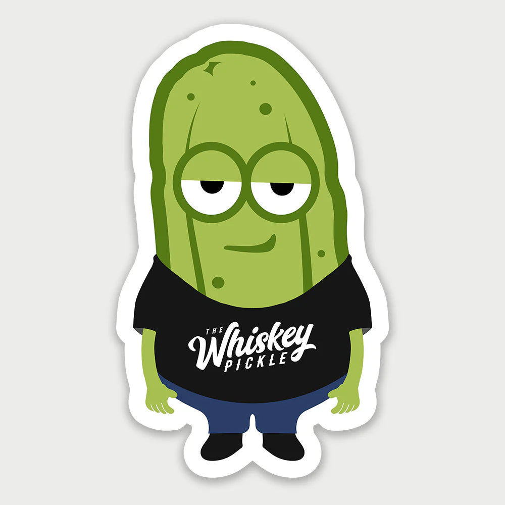 a sticker of a pickle wearing a t - shirt