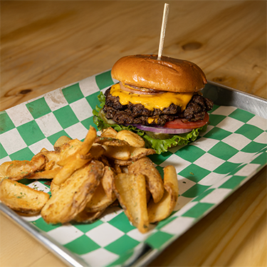 A stacked Typickle burger